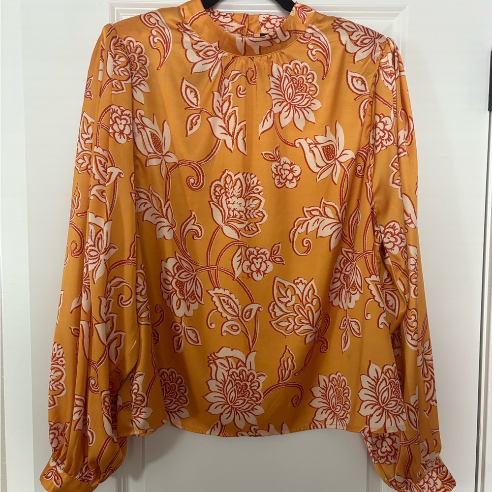 Vici Floral Blouse - Orange and White